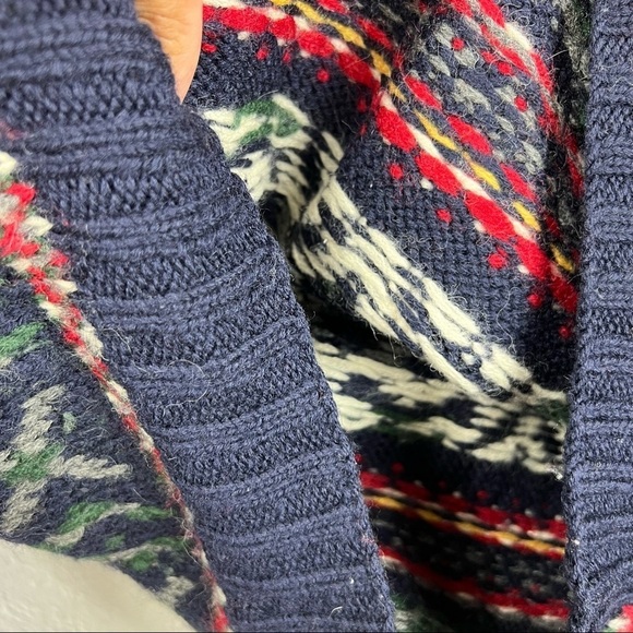 Vintage Green Tag J.Crew 100% Wool Snowflake Pattern Knit Sweater - Picture 5 of 9